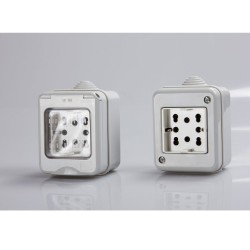 Side Box IP55 2 modules completed with Side socket